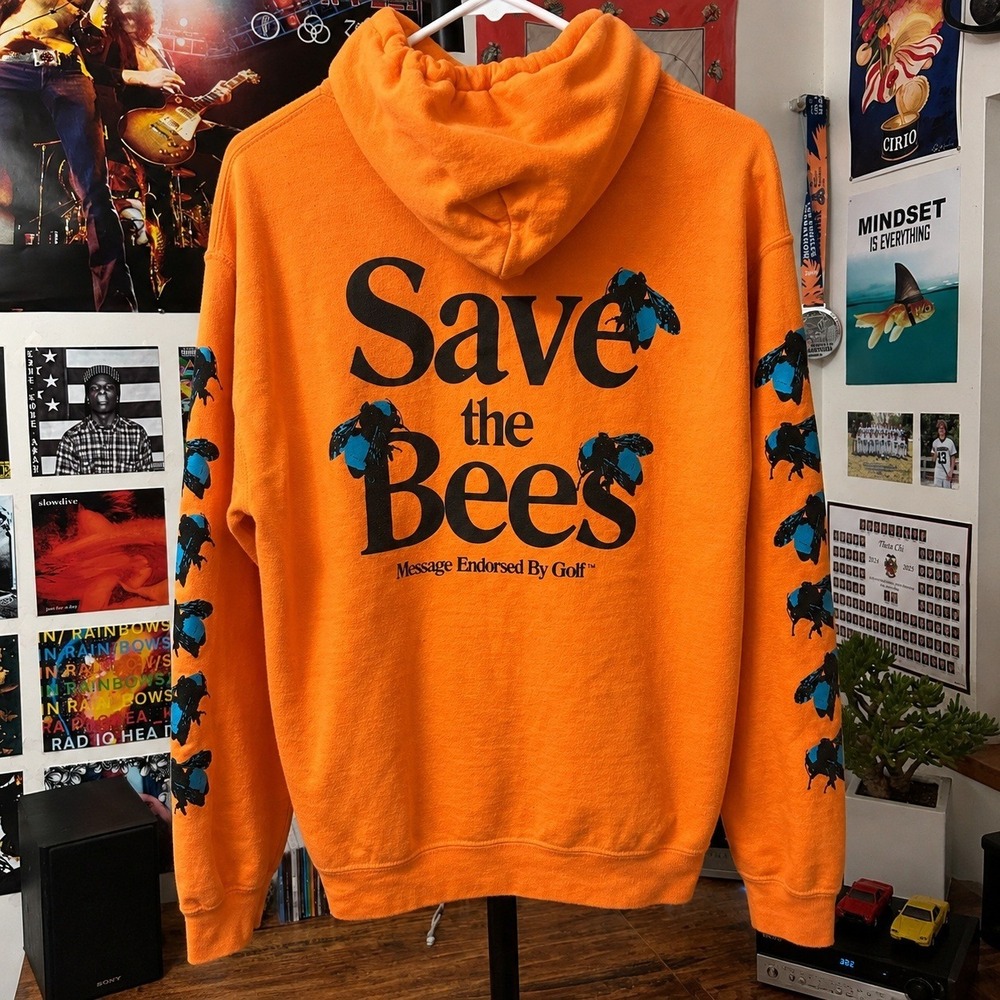 Golf Wang Save the Bees Hoodie Medium Orange Flower Boy Tyler The Creator